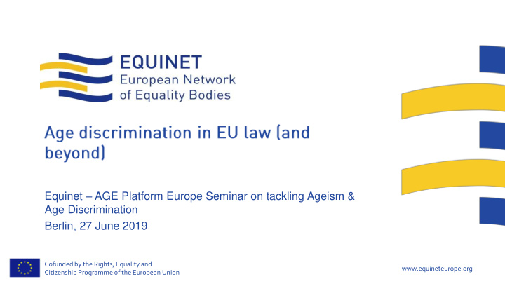equinet age platform europe seminar on tackling ageism