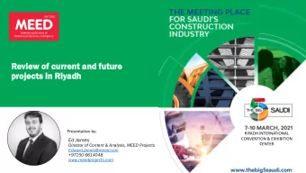 Revie  iew of cu  current  ent an  and fut  uture  ure  projec  jects  ts in Riyadh  dh