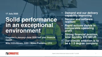 in an exceptional    Rapid actions visible in  comparable operating  environment  profit