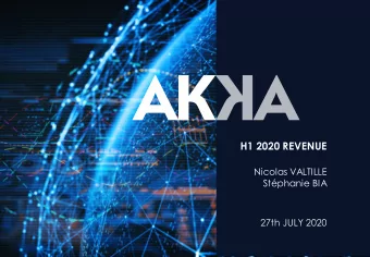 H1 2020 REVENUE  Nicolas VALTILLE  Stphanie BIA  27th JULY 2020  H1 2020 REVENUE H1 2020 REVENUE