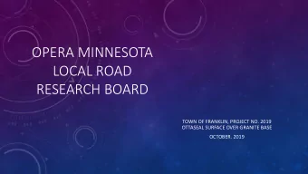 OPERA MINNESOTA  LOCAL ROAD  RESEARCH BOARD  TOWN OF FRANKLIN, PROJECT NO. 2019  OTTASEAL SURFACE
