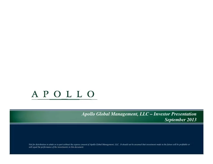 apollo global management llc investor presentation