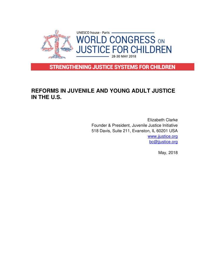 reforms in juvenile and young adult justice in the u s