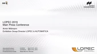 LOPEC 2019  Main Press Conference  Armin Wittmann  Exhibition Group Director LOPEC &amp; AUTOMATICA