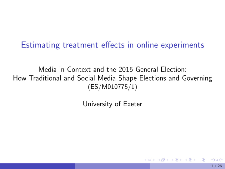 estimating treatment effects in online experiments