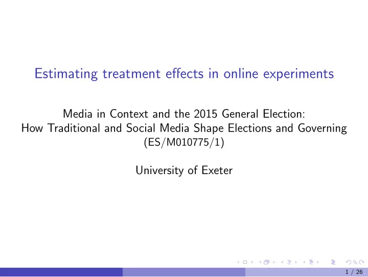 estimating treatment effects in online experiments