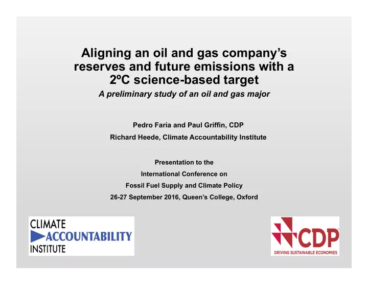 aligning an oil and gas company s reserves and future