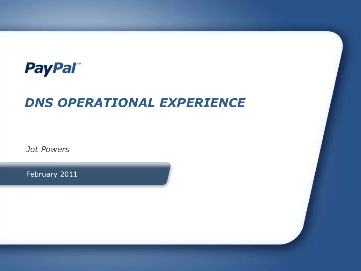 dns operational experience