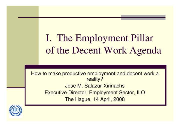 i the employment pillar of the decent work agenda