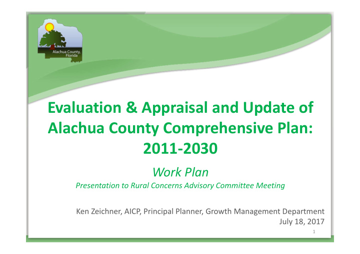 evaluation appraisal and update of alachua county
