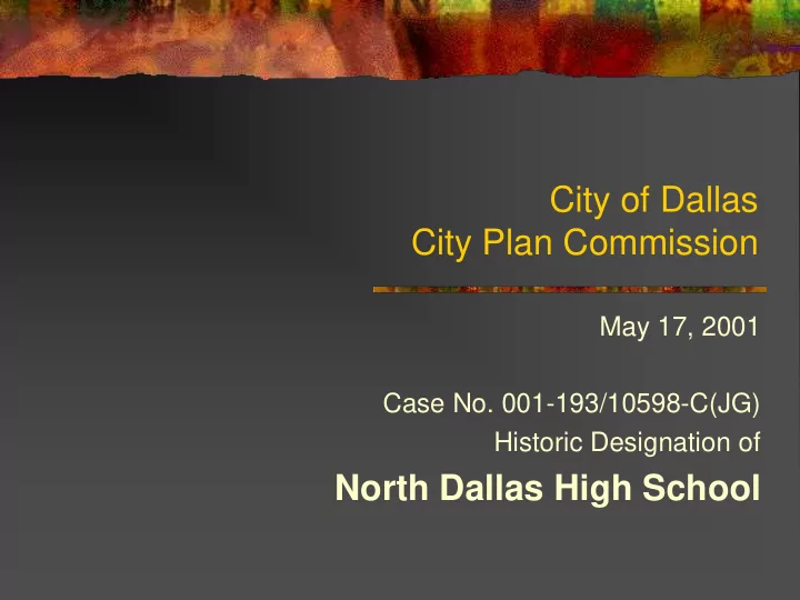city of dallas city plan commission
