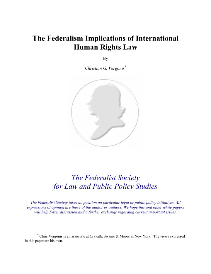 the federalism implications of international human rights