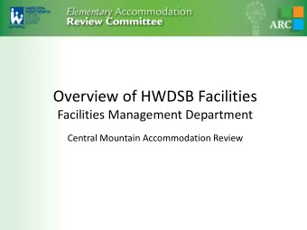 Overview of HWDSB Facilities  Facilities Management Department  Central Mountain Accommodation