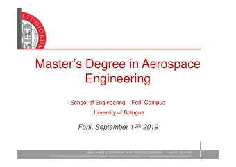 Masters Degree in Aerospace  Engineering  School of Engineering  Forl Campus  University of
