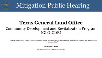 Mitigation Public Hearing  CDR  Texas General Land Office  Community Development and Revitalization
