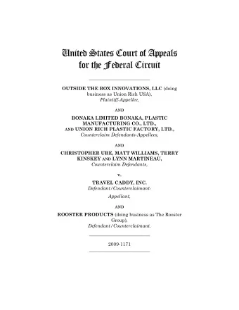 United States Court of Appeals  for the Federal Circuit  __________________________ OUTSIDE THE BOX