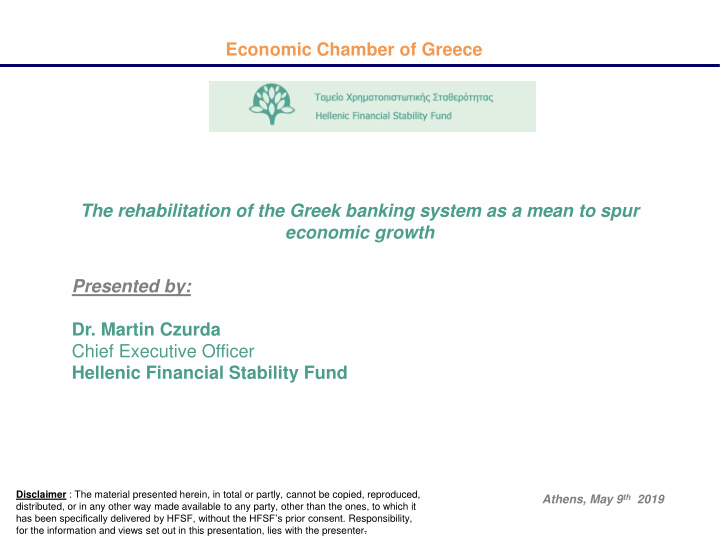 the rehabilitation of the greek banking system as a mean