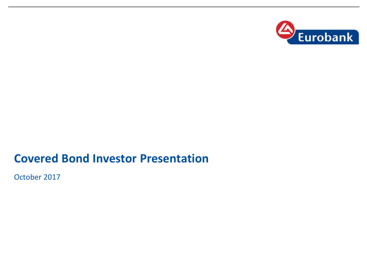 covered bond investor presentation