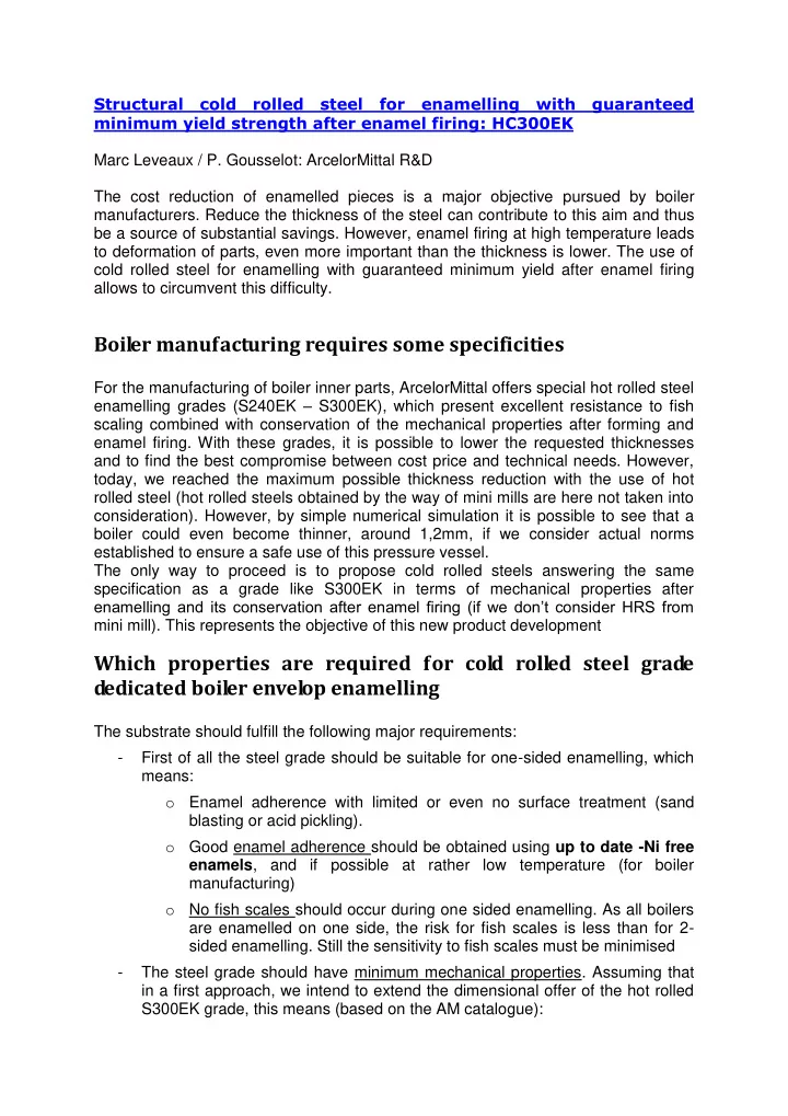 boiler manufacturing requires some specificities