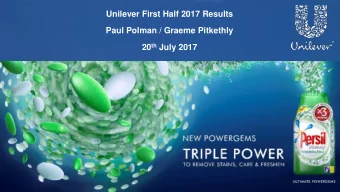 20 th July 2017  SAFE HARBOUR STATEMENT This announcement may contain forward- looking statements,