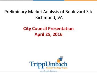 Richmond, VA  City Council Presentation  January 14, 2016  April 25, 2016  Preliminary Market