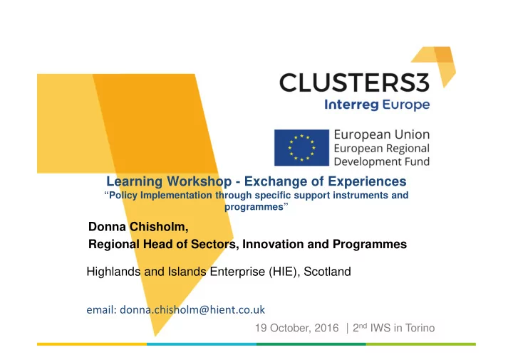 learning workshop exchange of experiences