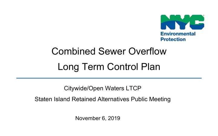 combined sewer overflow long term control plan