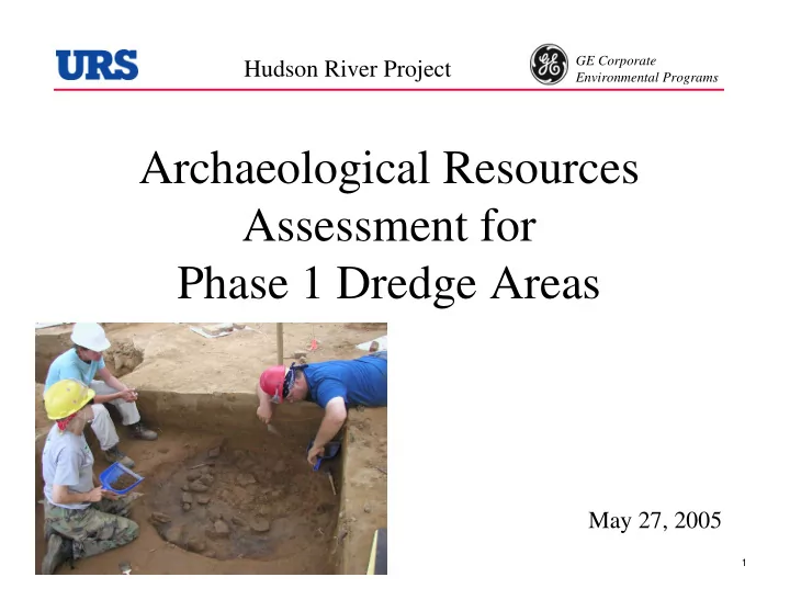 archaeological resources assessment for phase 1 dredge
