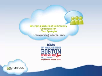 Title Here  Emerging Models of Community  Collaboration  - Tom Spengler  John Doe  About Granicus