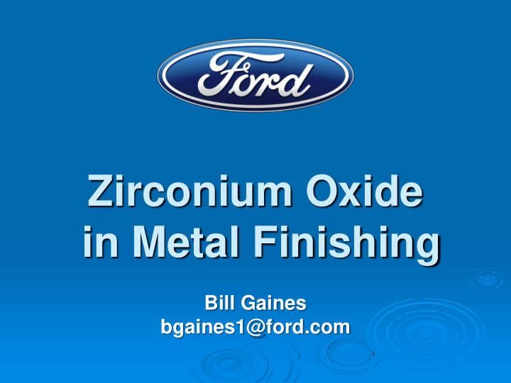 zirconium oxide in metal finishing