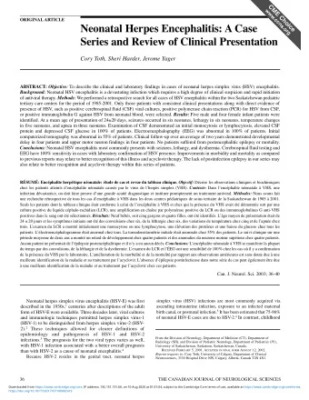 Neonatal Herpes Encephalitis: A Case  s  c  .  o  e  r  g  Series and Review of Clinical