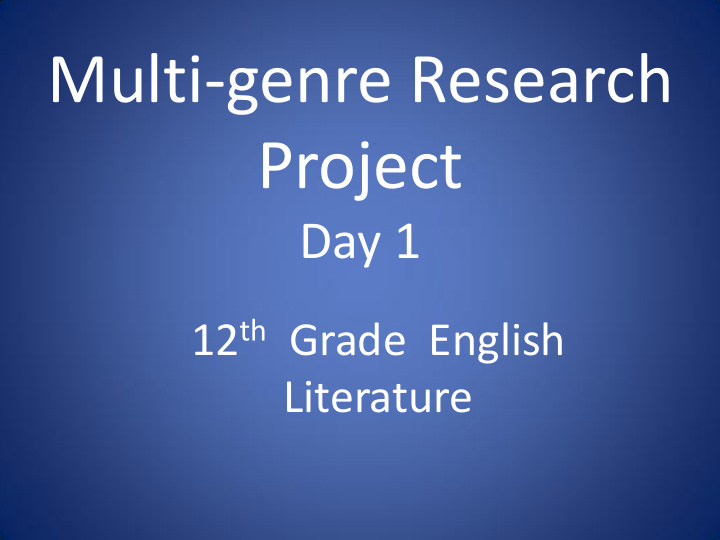 multi genre research project