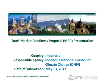 Draft Market Readiness Proposal (MRP) Presentation  Country: Indonesia  Responsible agency: