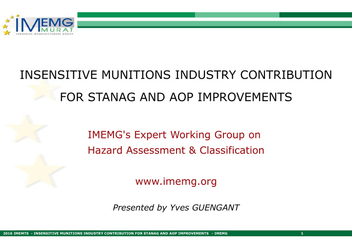 insensitive munitions industry contribution for stanag