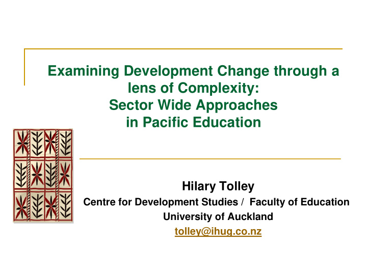 examining development change through a lens of complexity