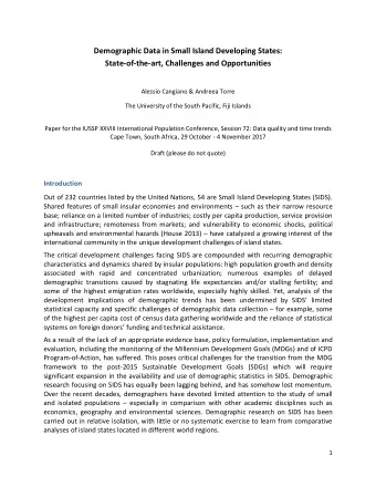 Demographic Data in Small Island Developing States:  State-of-the-art, Challenges and Opportunities