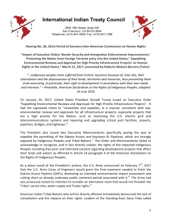 International Indian Treaty Council      2940 16th Street, Suite 305    San Francisco, CA