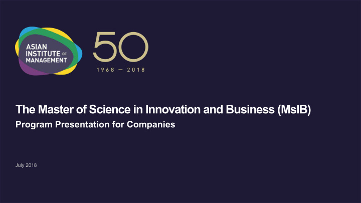 the master of science in innovation and business msib