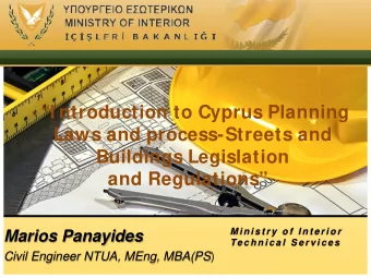 I ntroduction to Cyprus Planning  Laws and process-Streets and  Buildings Legislation and