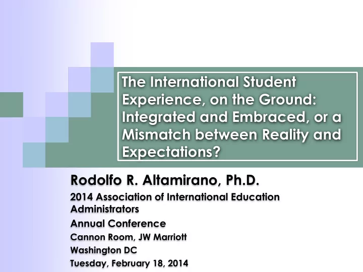experience on the ground