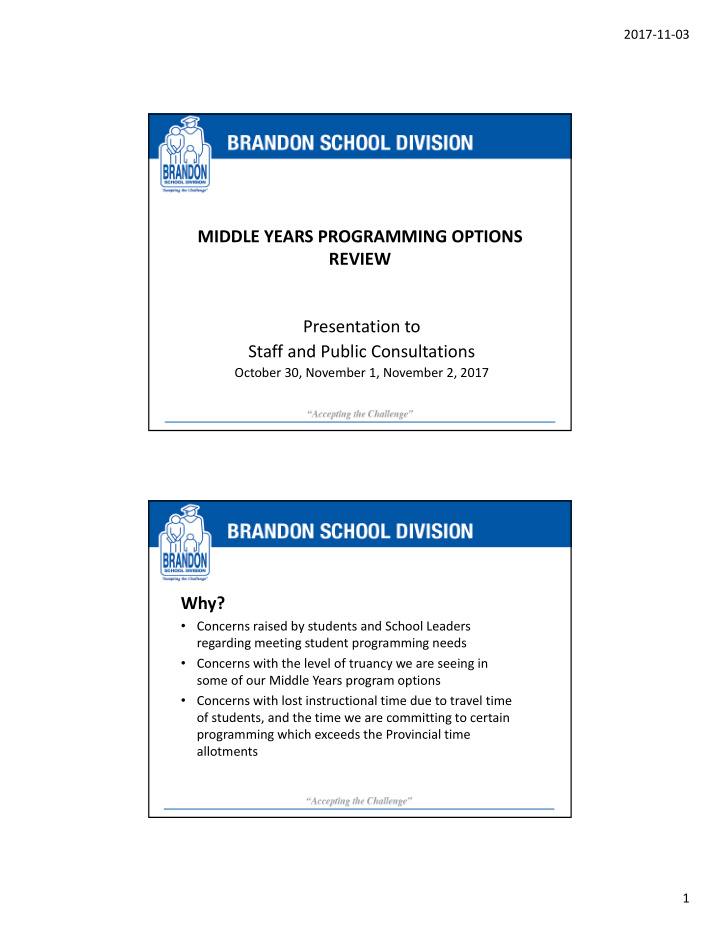 middle years programming options review presentation to