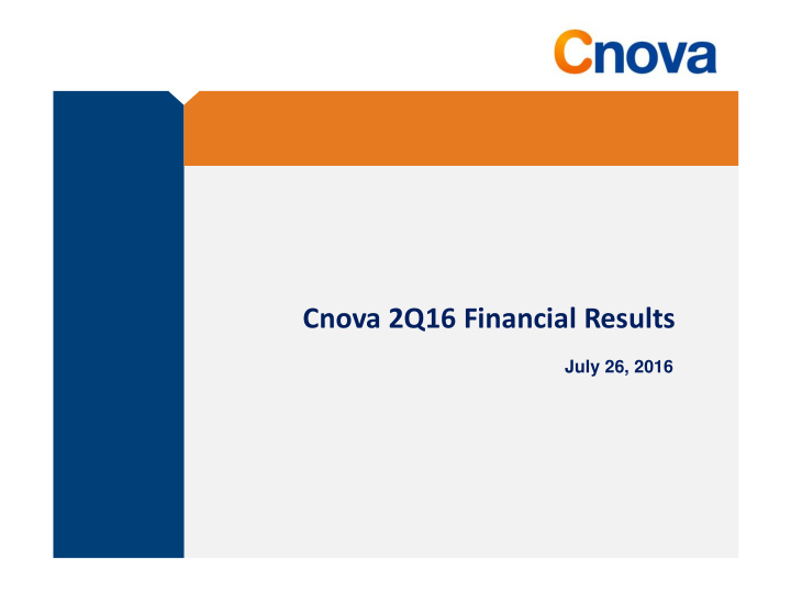 cnova 2q16 financial results