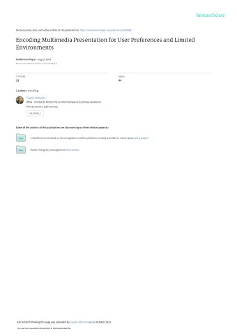 Encoding Multimedia Presentation for User Preferences and Limited  Environments Conference Paper