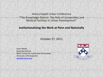 October 27, 2011  Joann Weeks  Associate Director  Netter Center for Community Partnerships