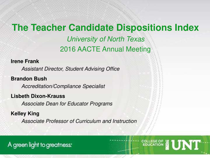 the teacher candidate dispositions index