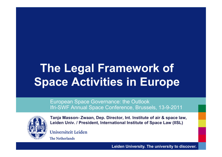 the legal framework of space activities in europe