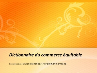 Dictionnaire du commerce quitable Coordonn par Vivien Blanchet et Aurlie Carimentrand