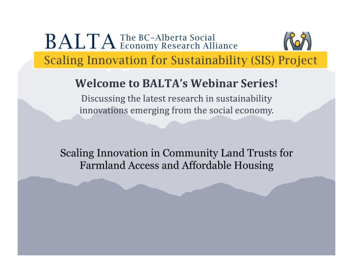 welcome to balta s webinar series