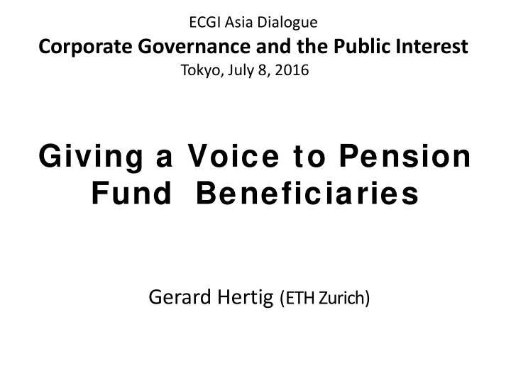 giving a voice to pension fund beneficiaries