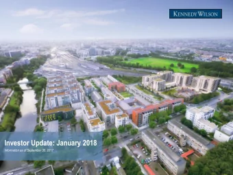 Investor Update: January 2018  Information as of September 30, 2017  Disclaimer/Forward-Looking